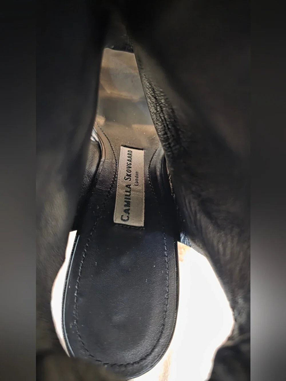 Camilla Skovgaard Black Leather Sawtooth Wedge Sandals Open Toe 39.5